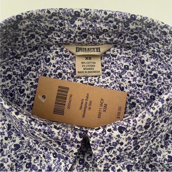 New Duluth Wrinkle Fighter Button Up Shirt Purple Floral Print - Picture 4 of 6